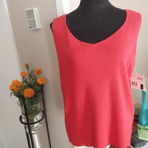 Liz Claiborne Red Cotton Sleeveless Shirt | Size XL
